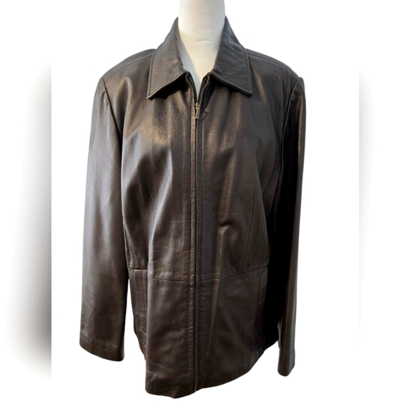 Croft & Barrow Lambskin leather mid length Brown zip front Women's Size XL - Picture 2 of 10